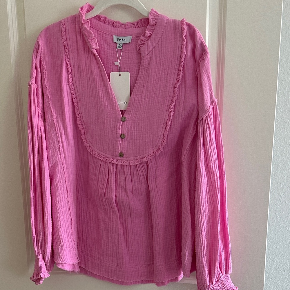 Fate Women's Vibrant Pink Long Sleeve Blouse - Picture 2 of 3